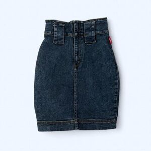 Vintage Denim Ultra High Waist Dark Wash Bodycon Midi Pencil Skirt by Jeanjer